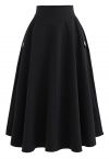 Classic Simplicity A-Line Midi Skirt in Black