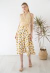 Summer Lemon Flare Hem Midi Skirt