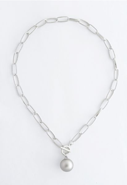 Silver Ball Oval Chain Necklace