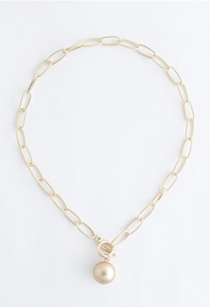 Golden Ball Oval Chain Necklace