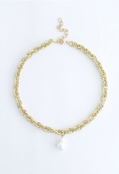 Teardrop Pearl Twist Chain Necklace