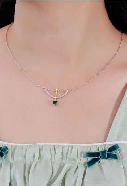 Cupid Arrow Emerald Gem Necklace