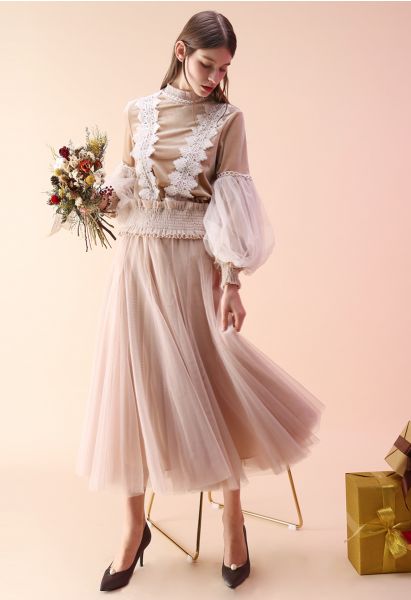 My Secret Garden Tulle Maxi Skirt in Cream