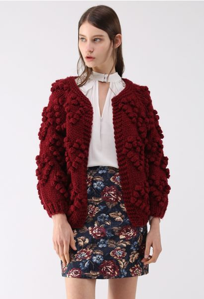 Knit Your Love Cardigan in Wine