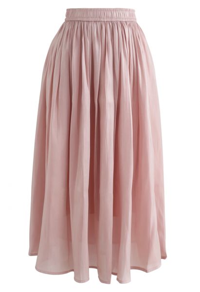 Sleek Beauties Pleated Midi Skirt in Pink