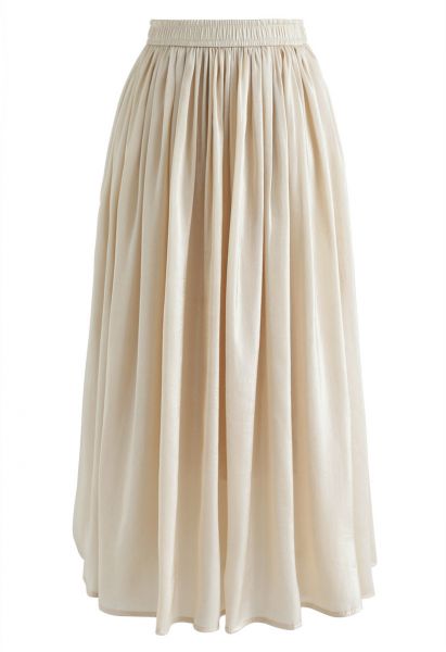 Sleek Beauties Pleated Midi Skirt in Gold