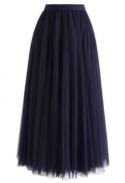 My Secret Garden Tulle Maxi Skirt in Navy