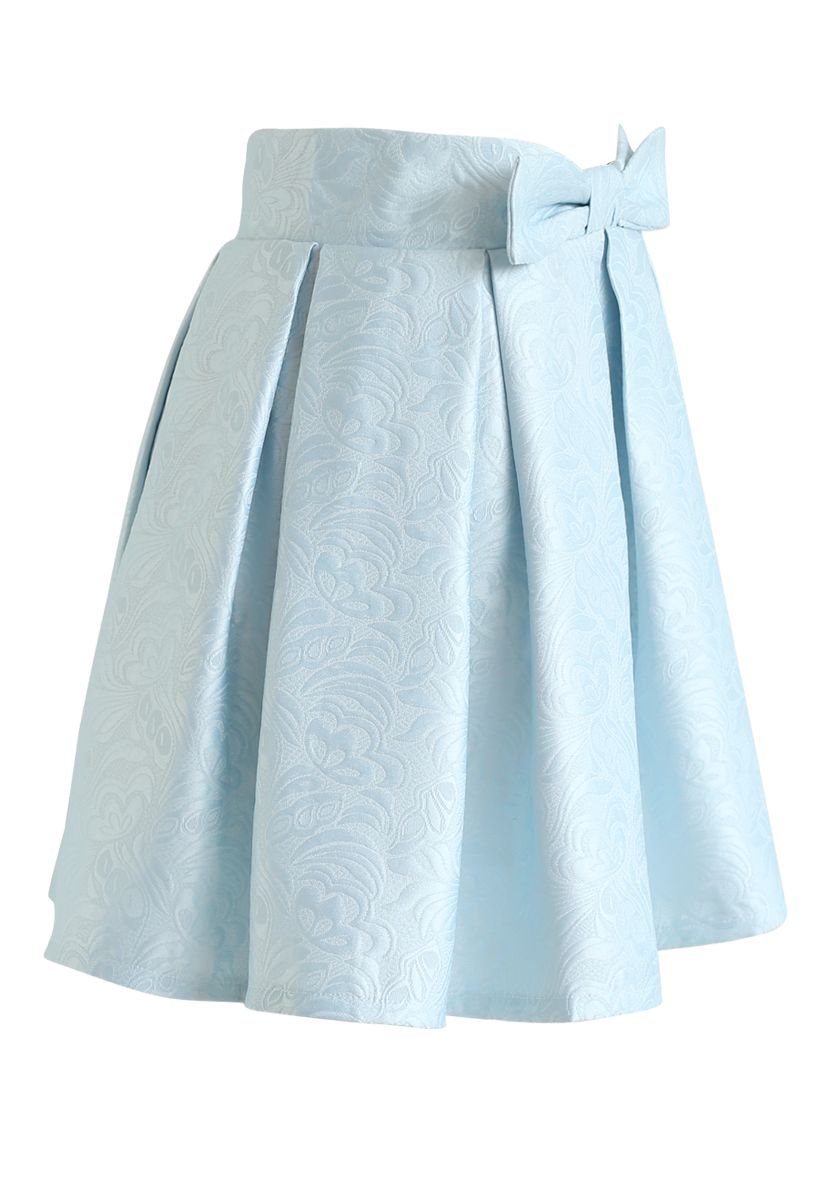 Sweet Your Heart Jacquard Skirt in Baby Blue