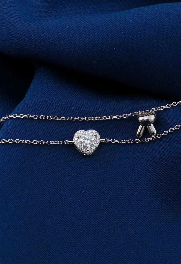 Heart Pendant Moissanite Diamond Bracelet