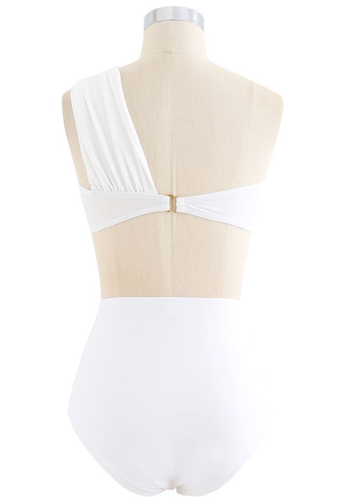 Sweet Knot One-Shoulder Bikini Set in White