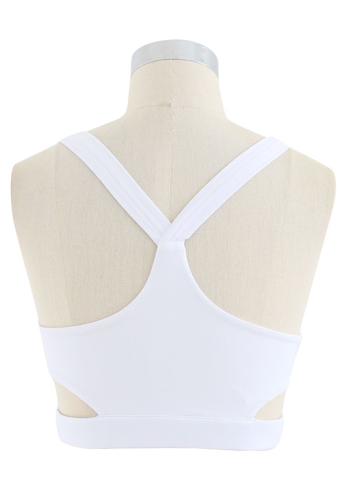 Wrap Design Low-Impact Sports Bra in White