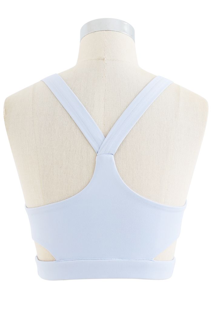 Wrap Design Low-Impact Sports Bra in Baby Blue