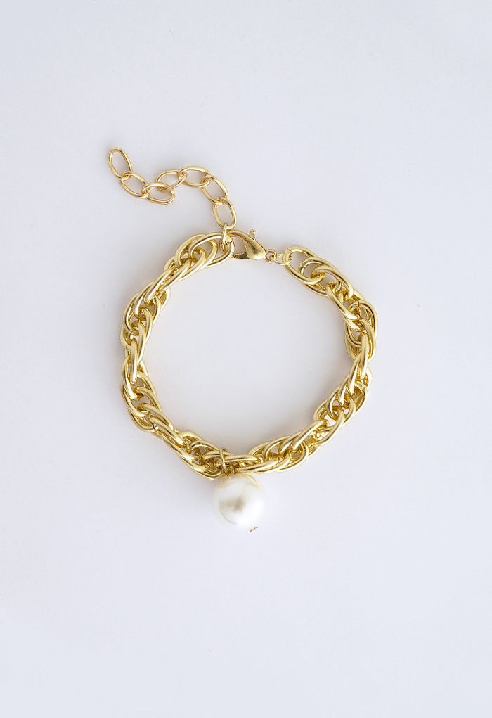 Pearl Decor Gold Chain Bracelet