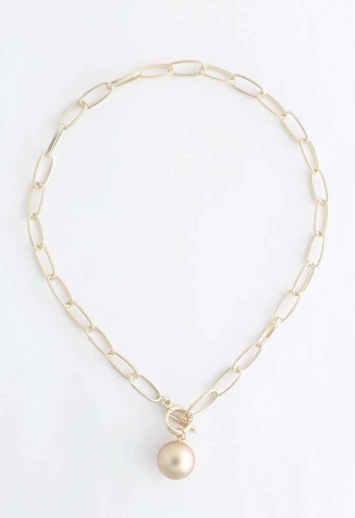 Golden Ball Oval Chain Necklace