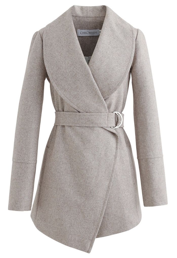 Rabato Wrap Belted Wool-Blend Coat in Light Tan