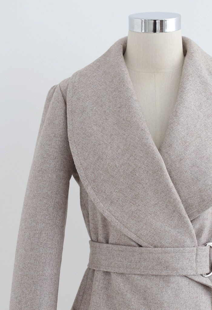 Rabato Wrap Belted Wool-Blend Coat in Light Tan