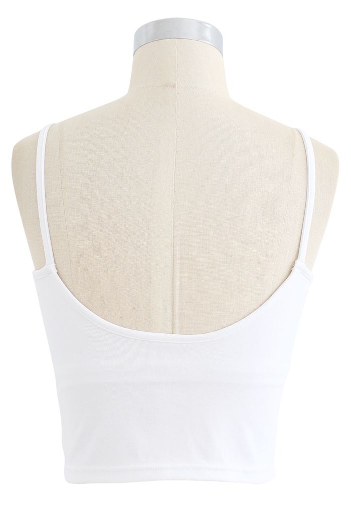 Cropped Rib Cami Tank Top in White