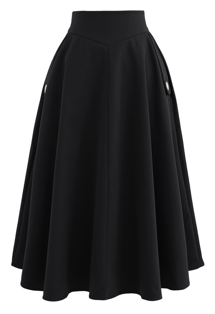 Classic Simplicity A-Line Midi Skirt in Black