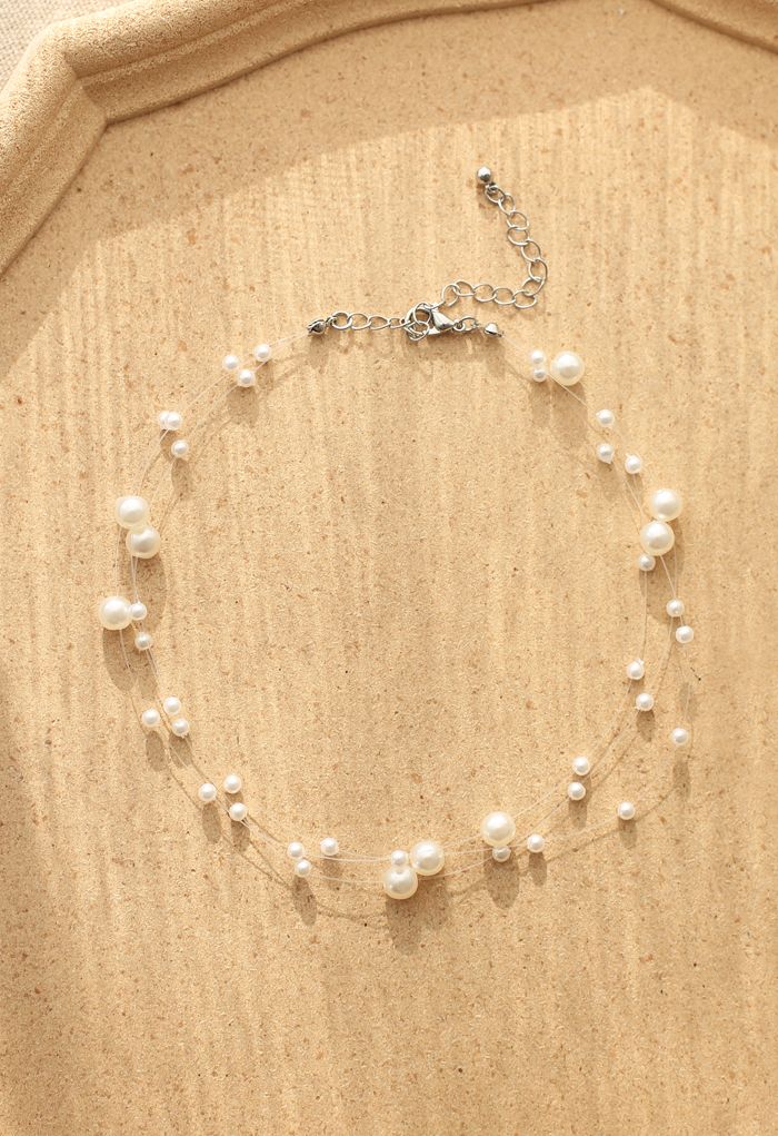 Triple Layer Pearls Choker