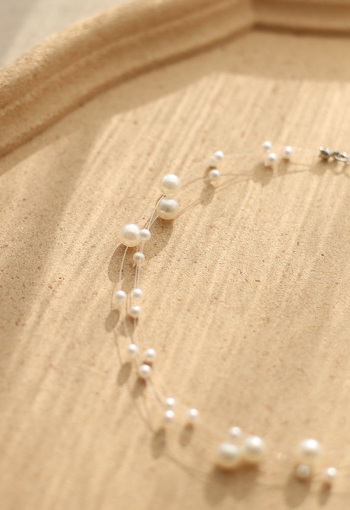 Triple Layer Pearls Choker