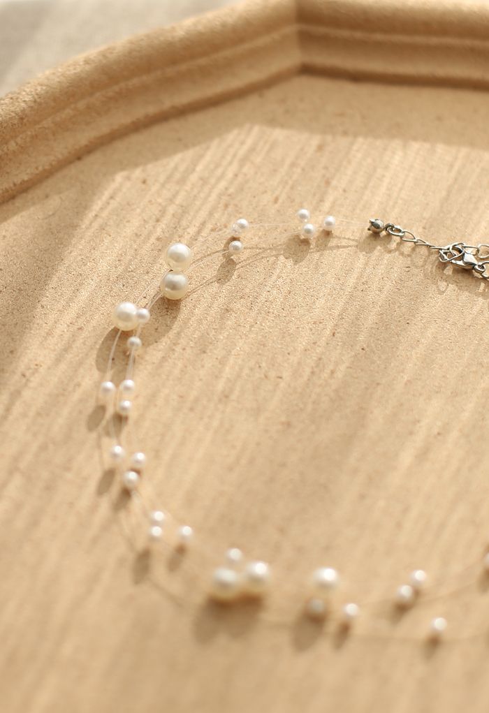 Triple Layer Pearls Choker