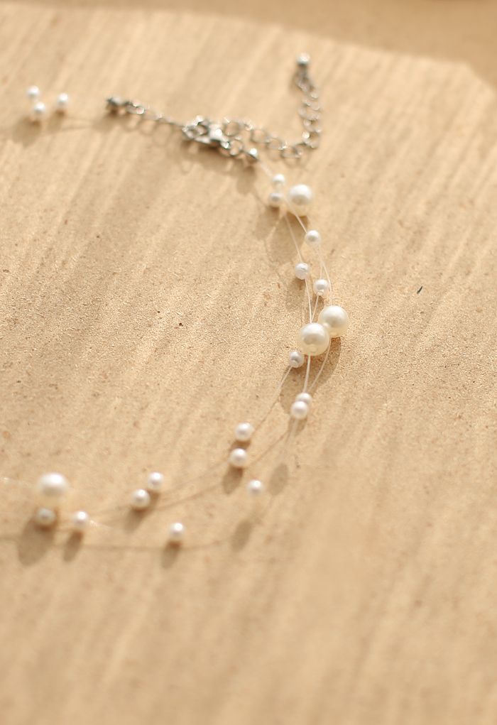 Triple Layer Pearls Choker