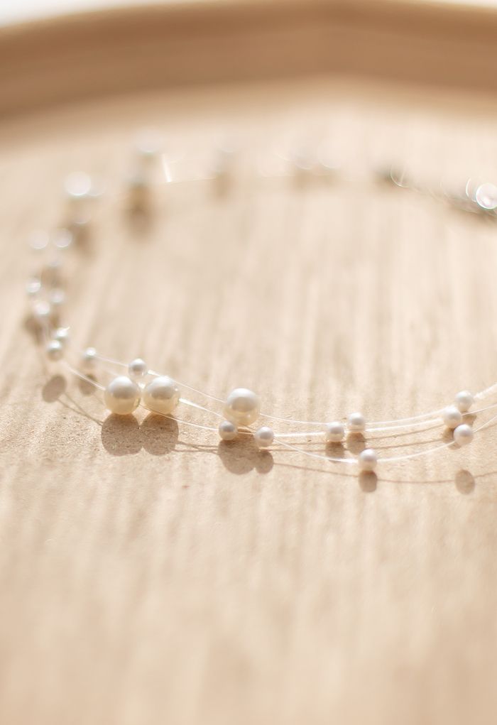 Triple Layer Pearls Choker