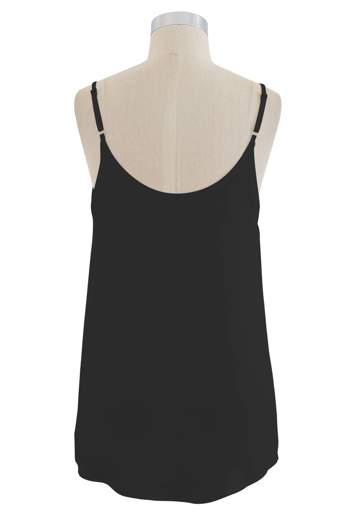 Mesh Spliced Tank Top in Black