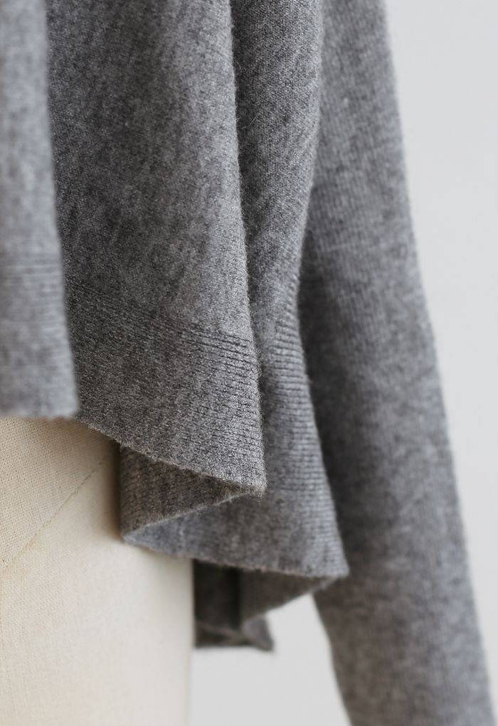 Soft Flare Hem Cape Sweater in Grey