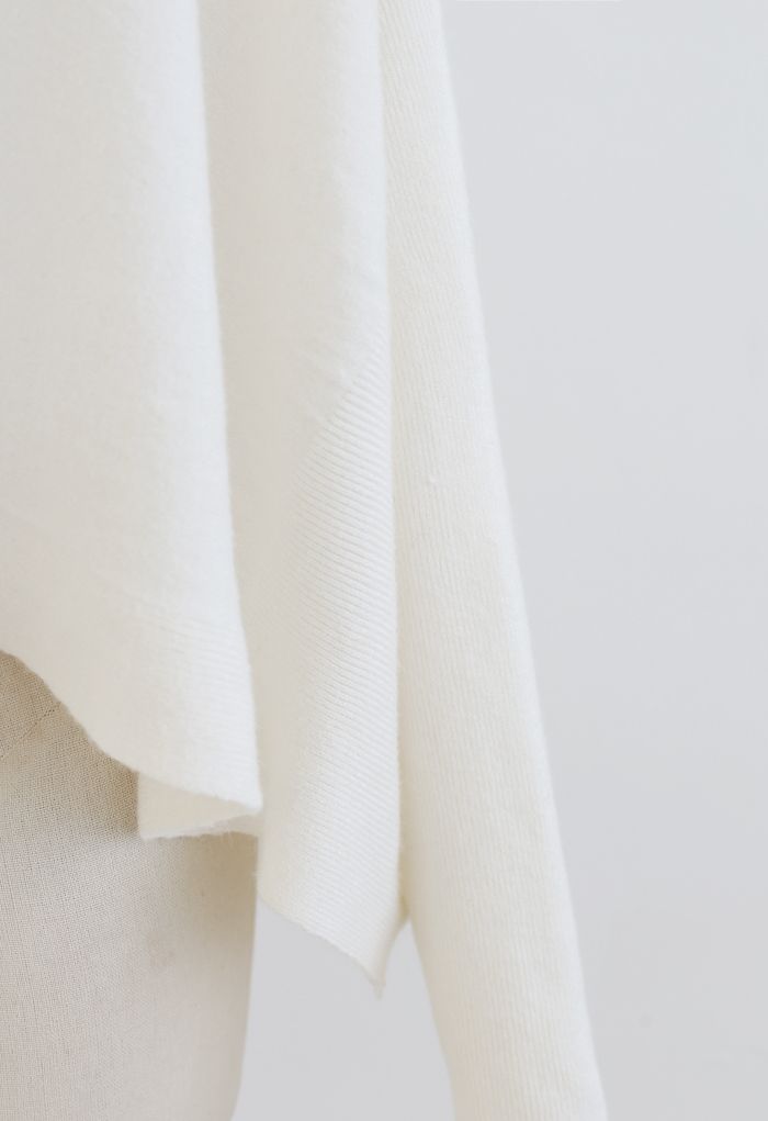 Soft Flare Hem Cape Sweater in Ivory