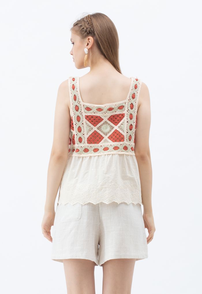 Bohemia Crochet Spliced Tank Top