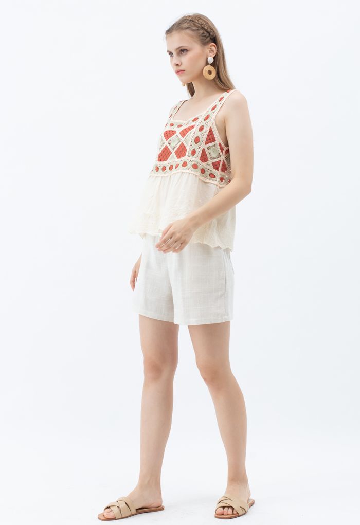 Bohemia Crochet Spliced Tank Top