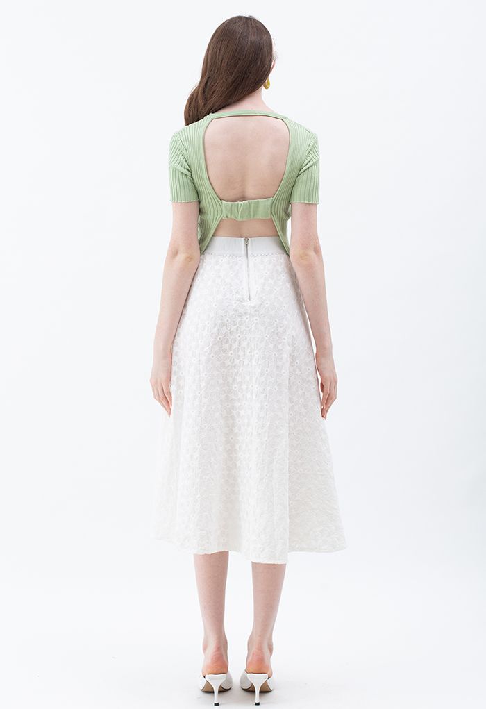 Open Back Fitted Knit Top in Green