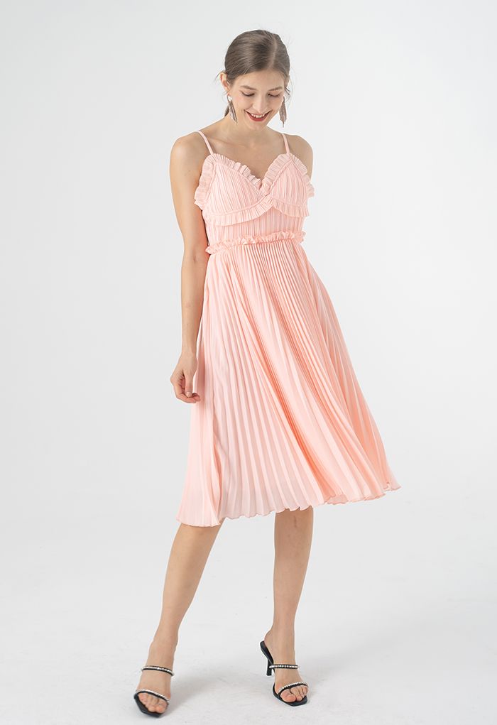 Shell-Shape Bust Pleated Cami Dress