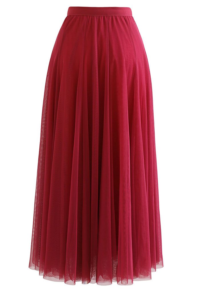 My Secret Garden Tulle Maxi Skirt in Red