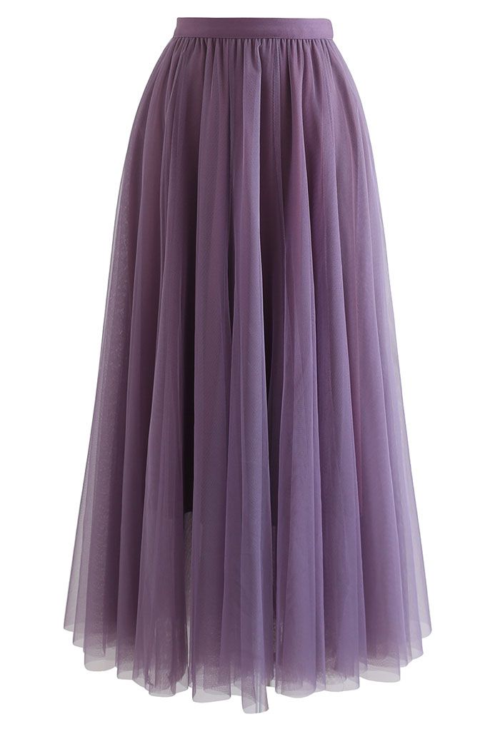 My Secret Garden Tulle Maxi Skirt in Purple