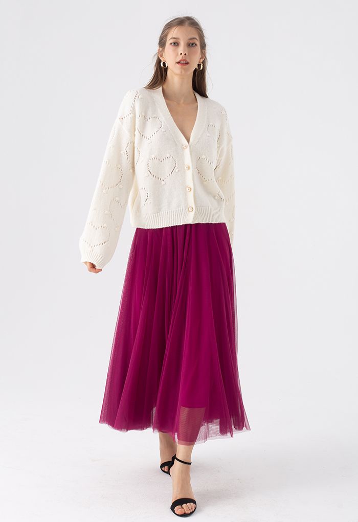 My Secret Garden Tulle Maxi Skirt in Magenta