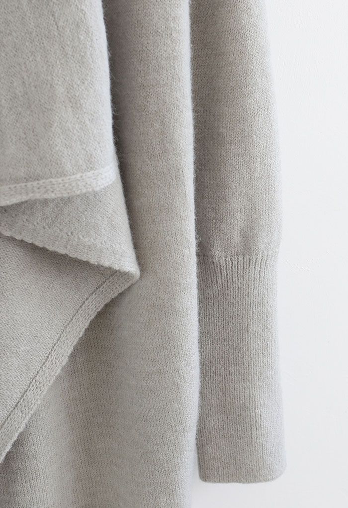 Waterfall Longline Knit Cardigan in Grey