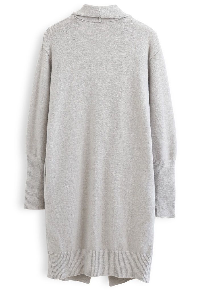 Waterfall Longline Knit Cardigan in Grey