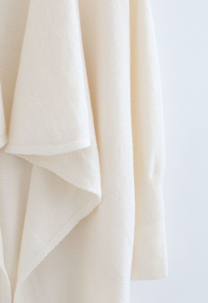 Waterfall Longline Knit Cardigan in Cream