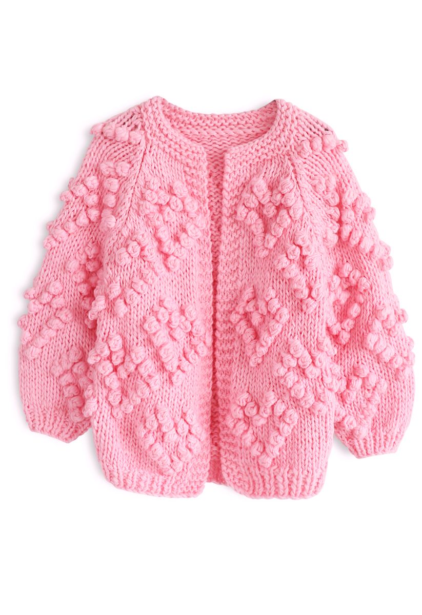 Knit Your Love Cardigan in Hot Pink For Kids