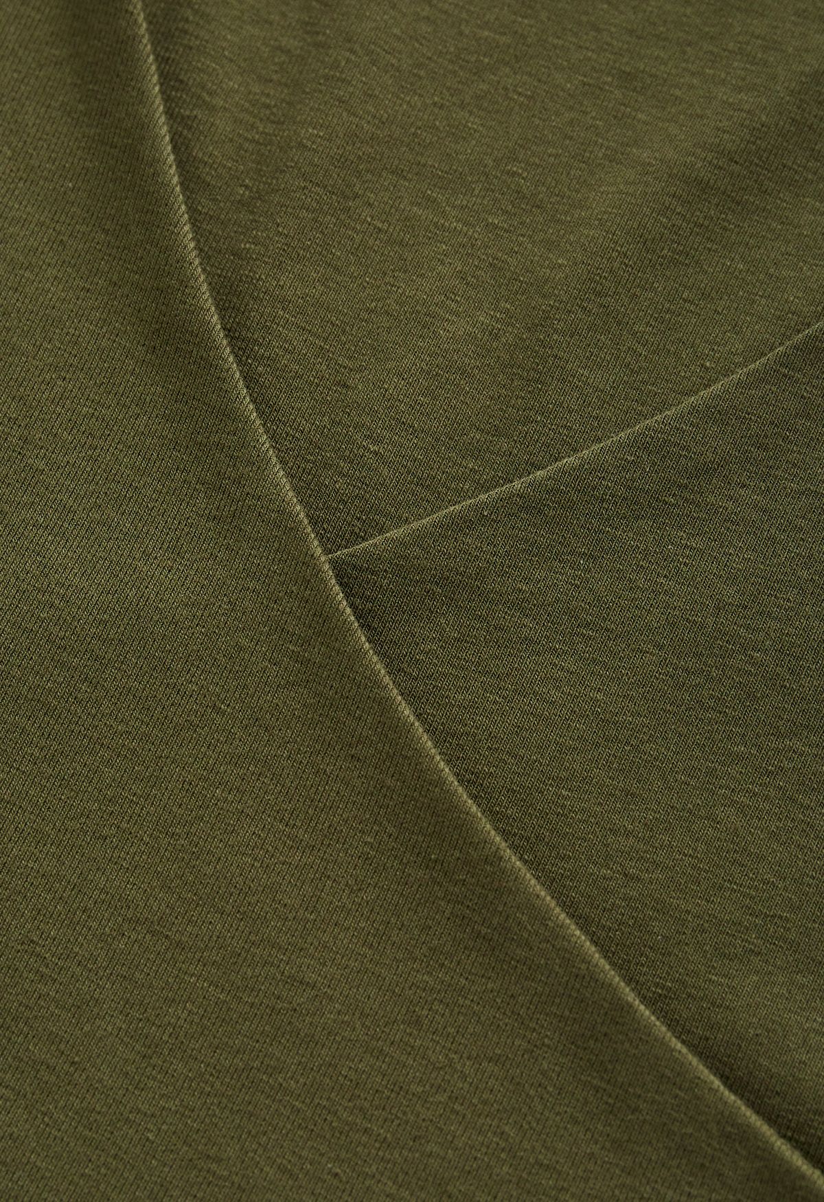 Crisscross Faux-Wrap Soft Cotton Top in Army Green