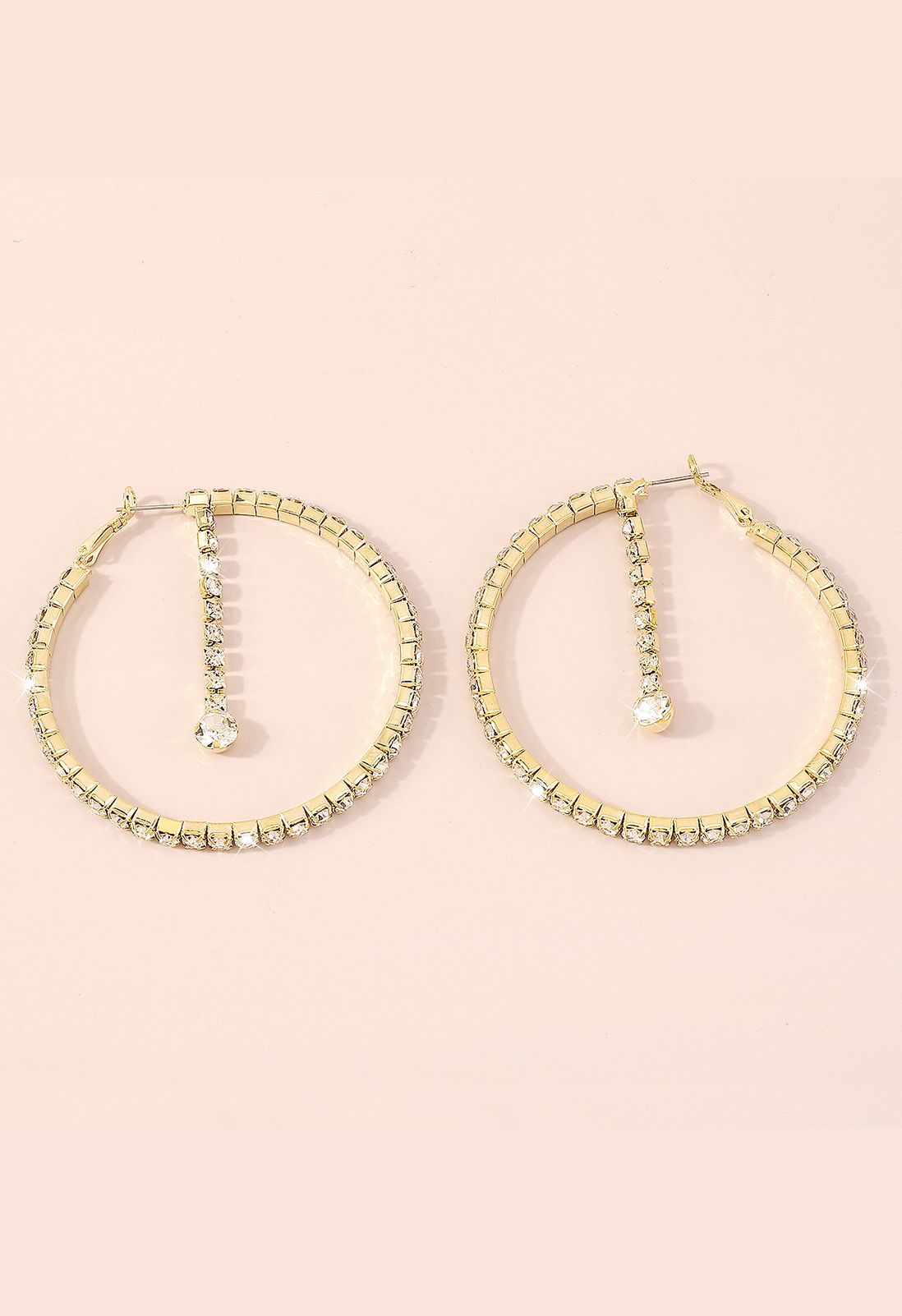 Diamond Trim Circle Hoop Earrings in Gold