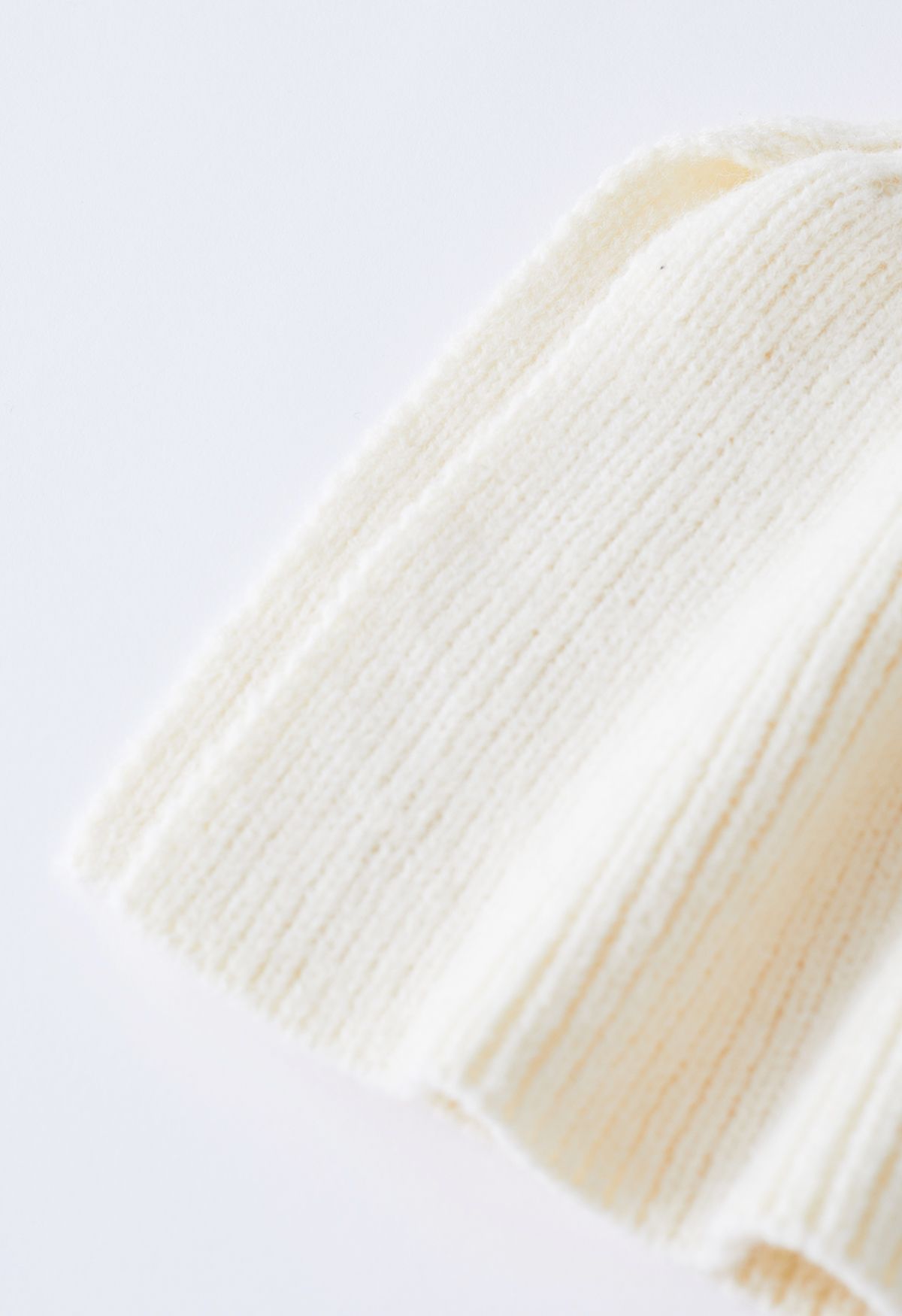 Detachable Scarf Striped Knit Sweater in Ivory