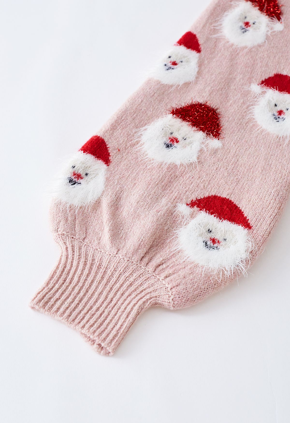 Fuzzy Santa Claus Knit Top in Pink