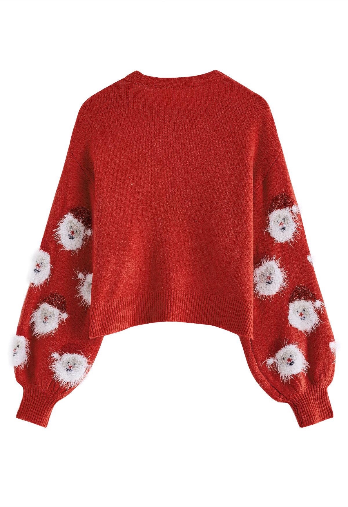 Fuzzy Santa Claus Knit Top in Red