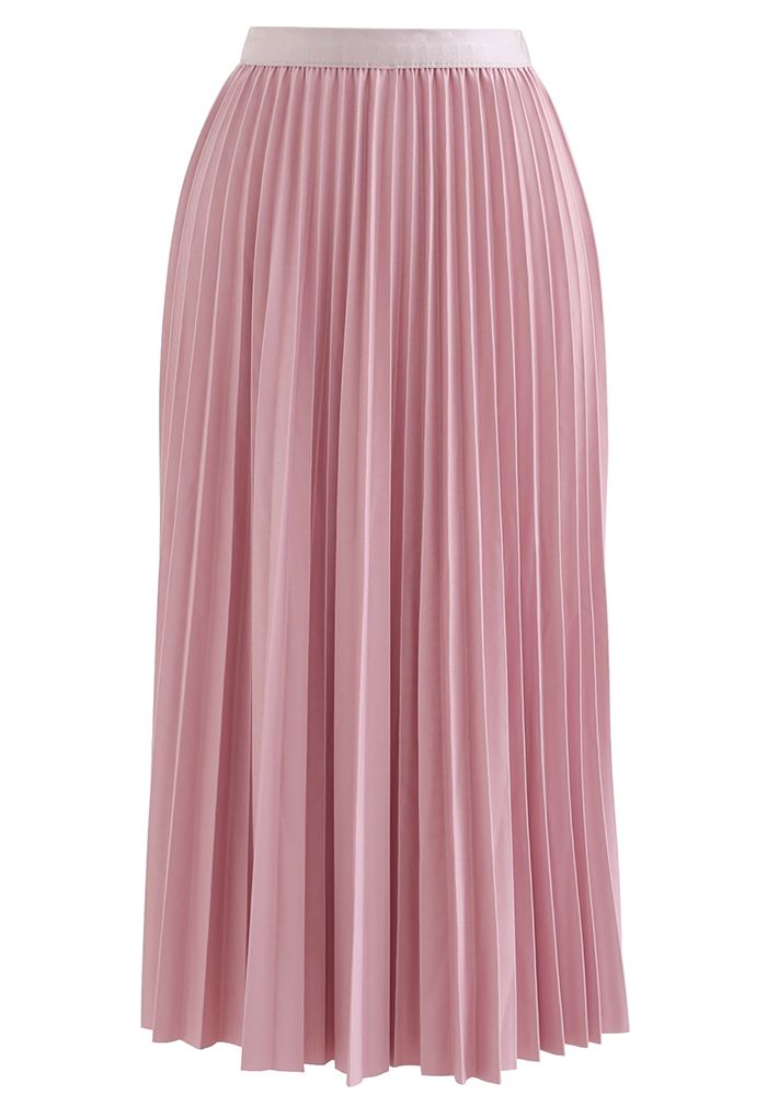 Simplicity Pleated Midi Skirt in Pink