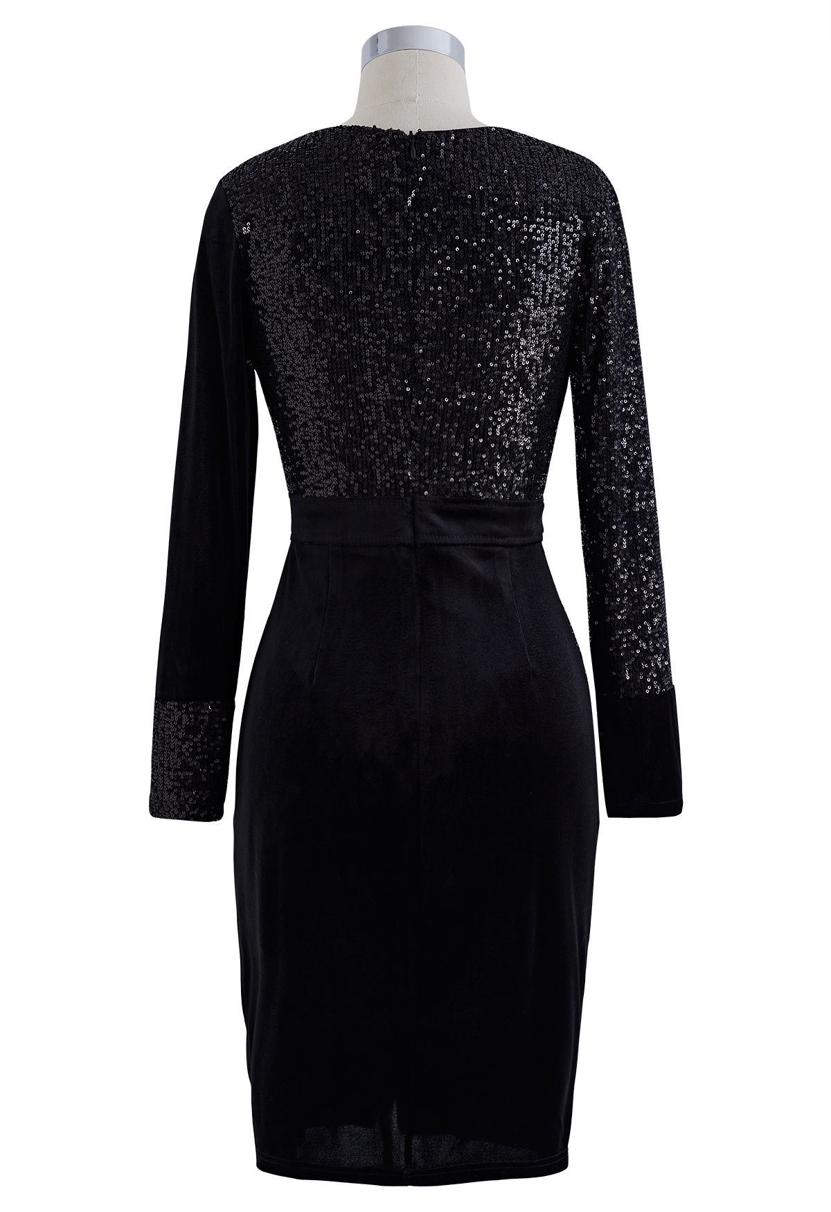 Dazzling Sequins Velvet Cocktail Dress in Black