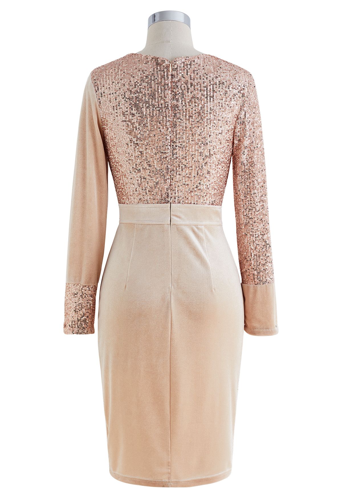 Dazzling Sequins Velvet Cocktail Dress in Rose Gold