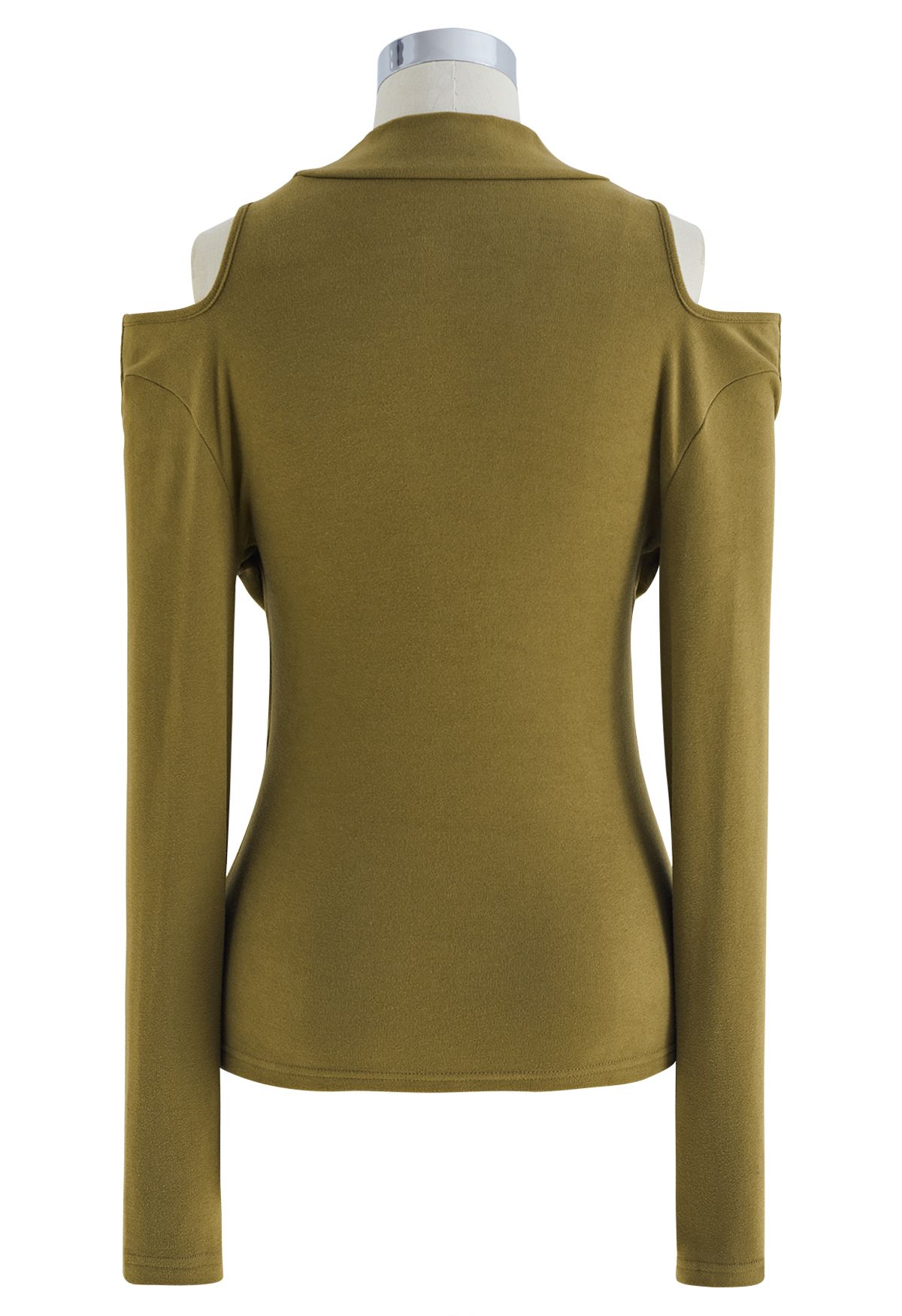 Skin-Friendly Cold-Shoulder Top in Moss Green